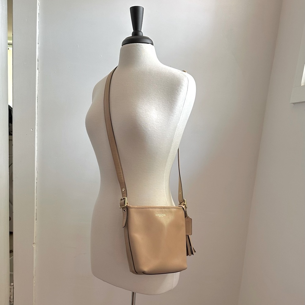 Coach Tan Leather Small Crossbody Tassel Bag